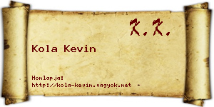 Kola Kevin névjegykártya